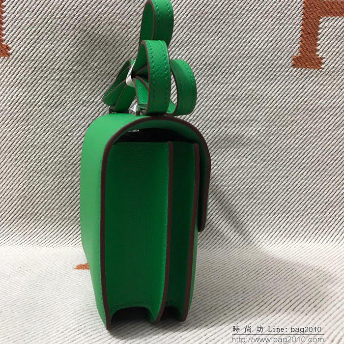 HERMES愛馬仕 H空姐包 進口原廠EP皮 頂級蜜蠟製作 街拍必備單品 竹子綠金銀 單肩斜挎包  Ama1558